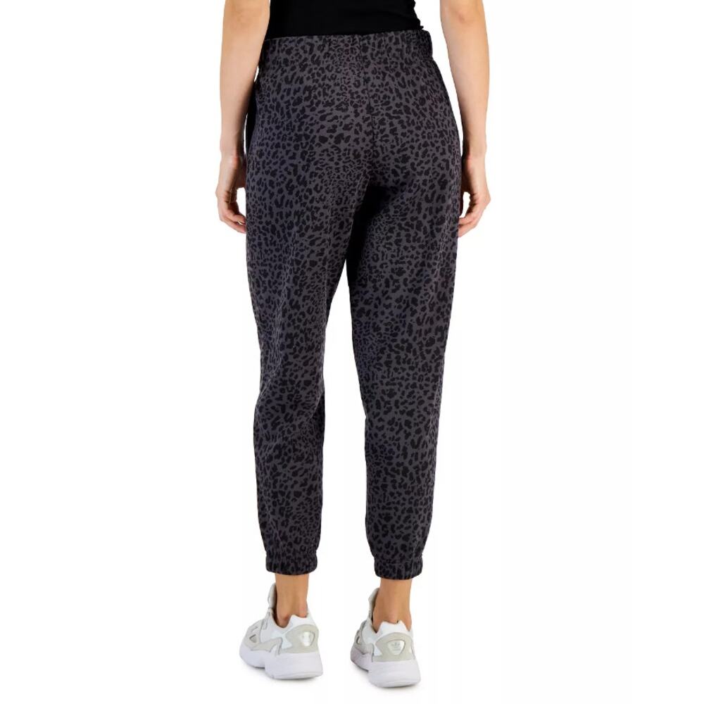 IDEOLOGY Women's Fleece Cheetah-Print Jogger Pants XXL Black Drawstring NWT - Picture 4 of 12